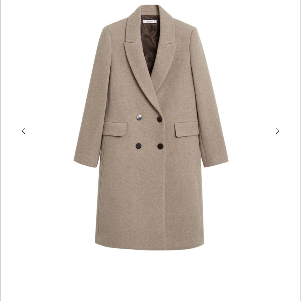 Mango Tan Double-Breasted Coat